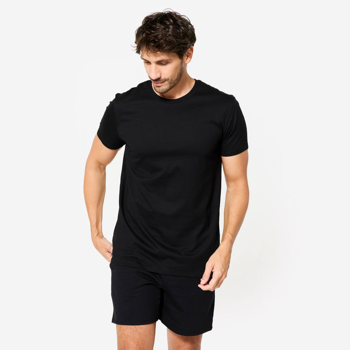 Men's Fitness Cotton T-Shirt Sportee 100 - Black