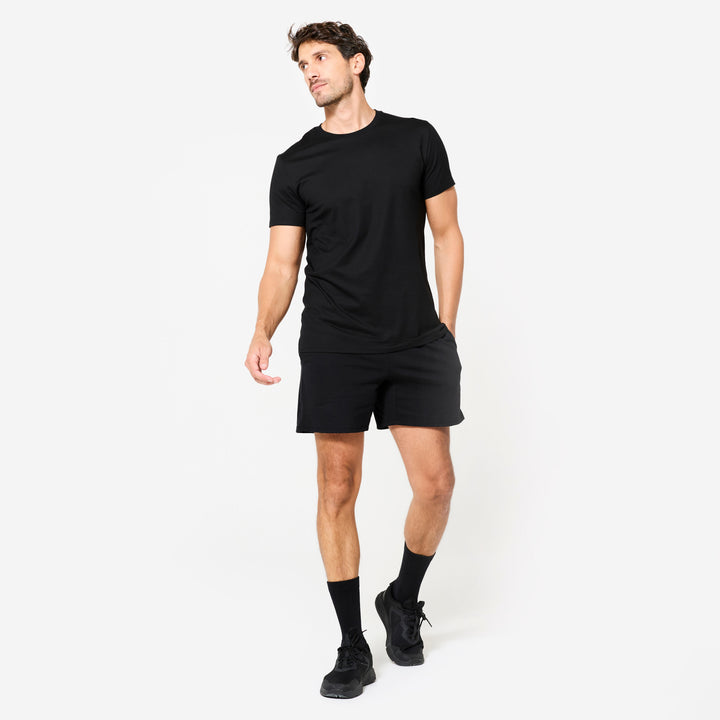 Men's Fitness Cotton T-Shirt Sportee 100 - Black
