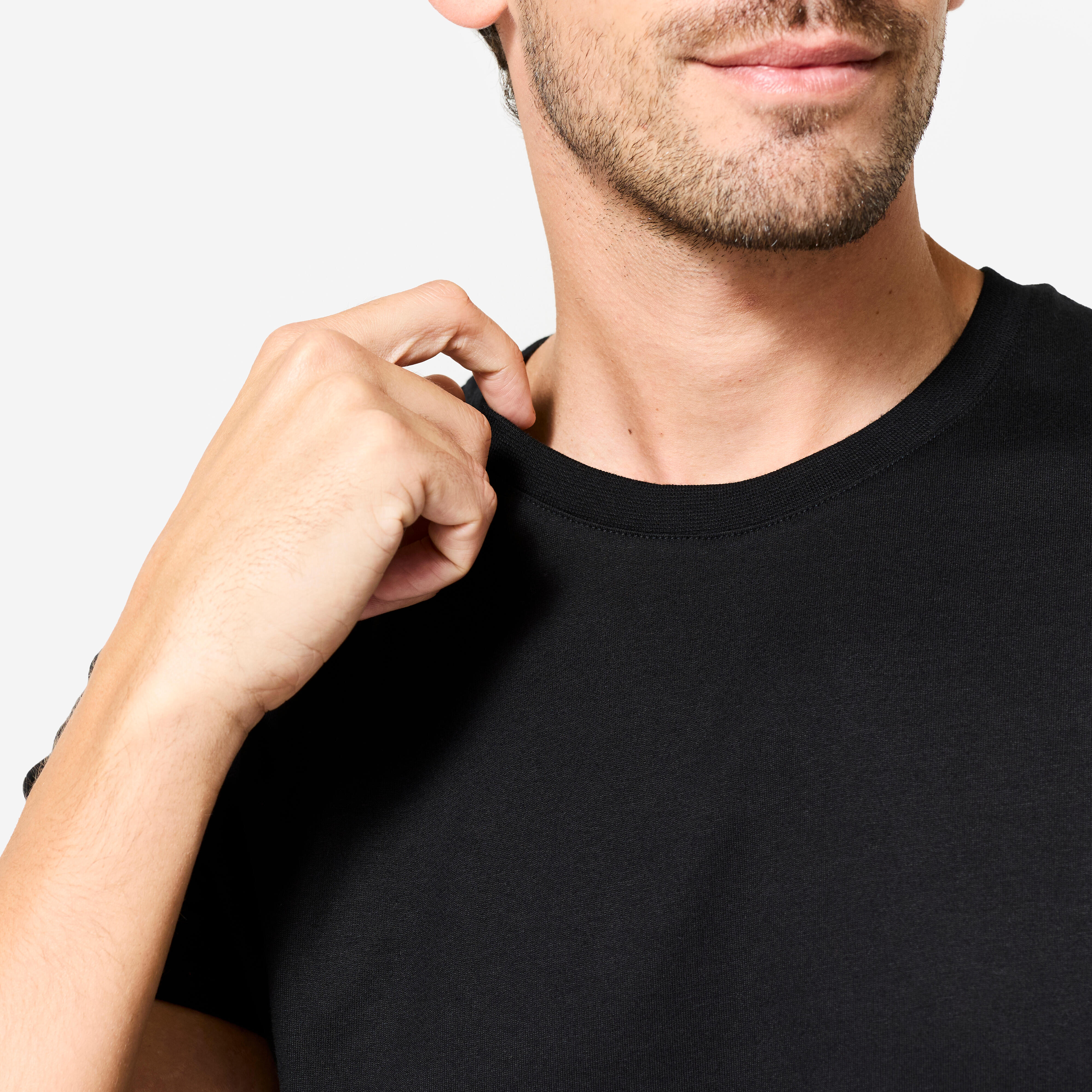 Men's Fitness Cotton T-Shirt Sportee 100 - Black