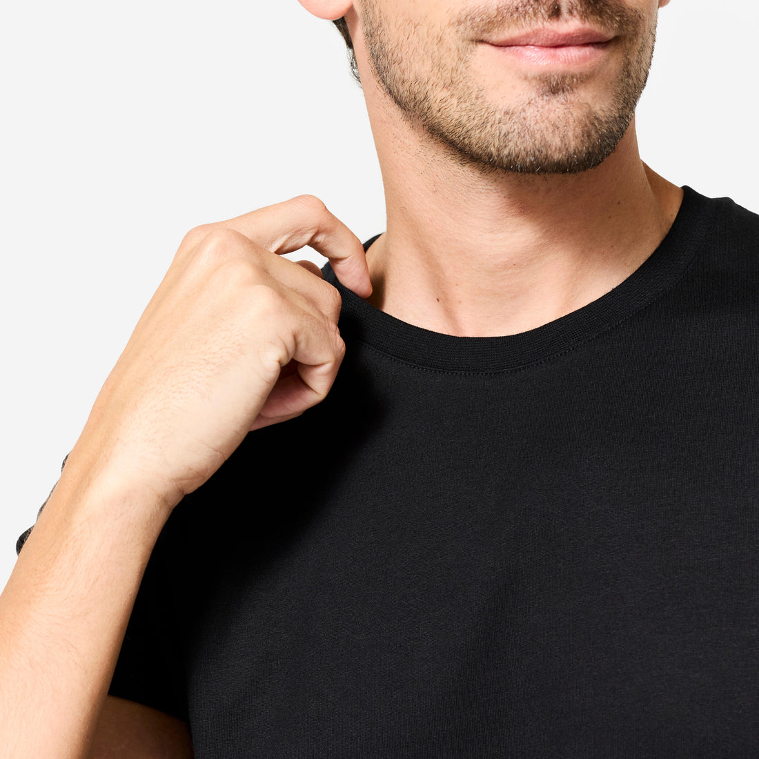 Men's Fitness Cotton T-Shirt Sportee 100 - Black