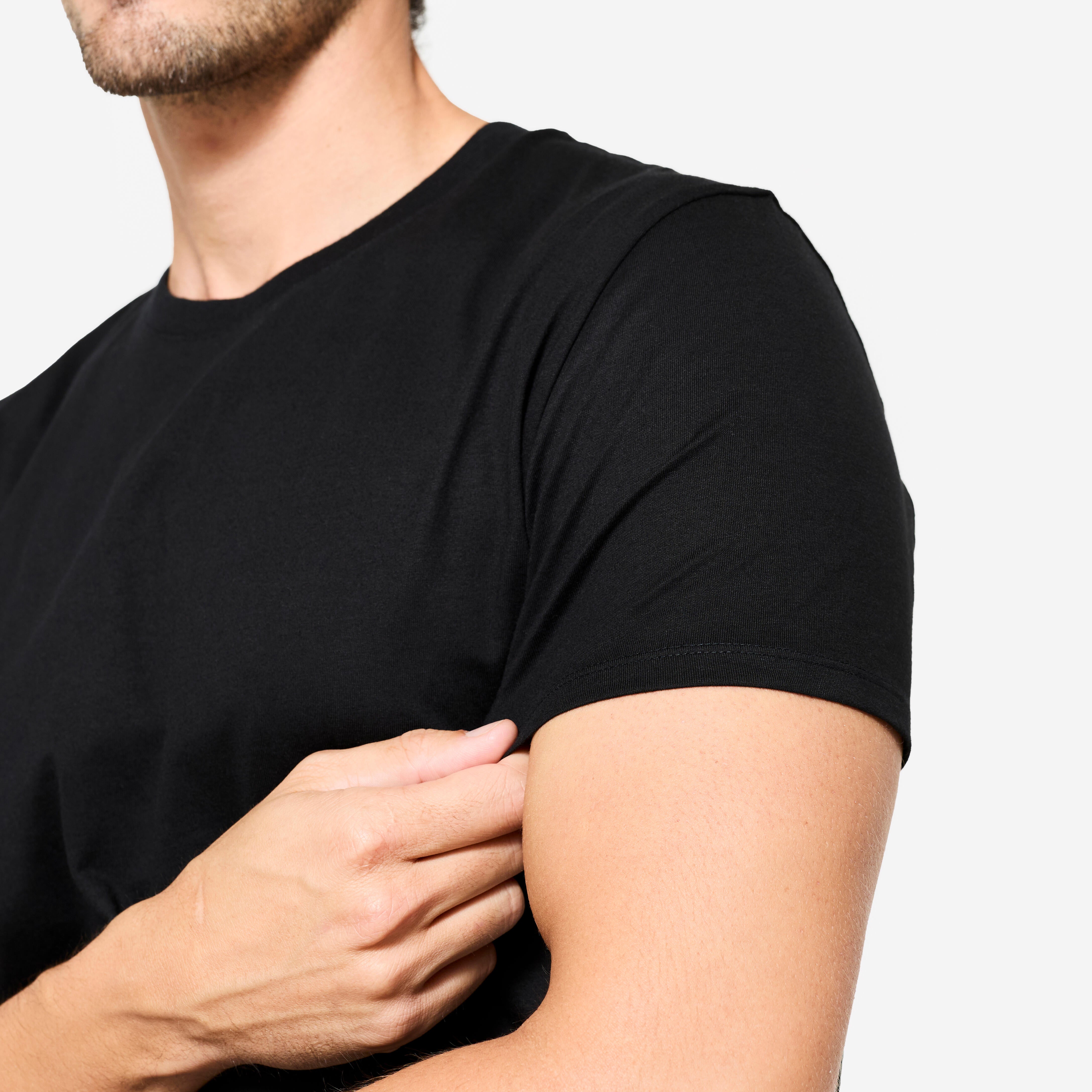 Men's Fitness Cotton T-Shirt Sportee 100 - Black