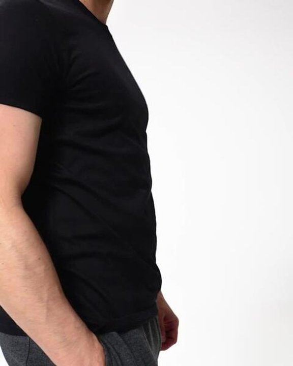 Men's Fitness Cotton T-Shirt Sportee 100 - Black