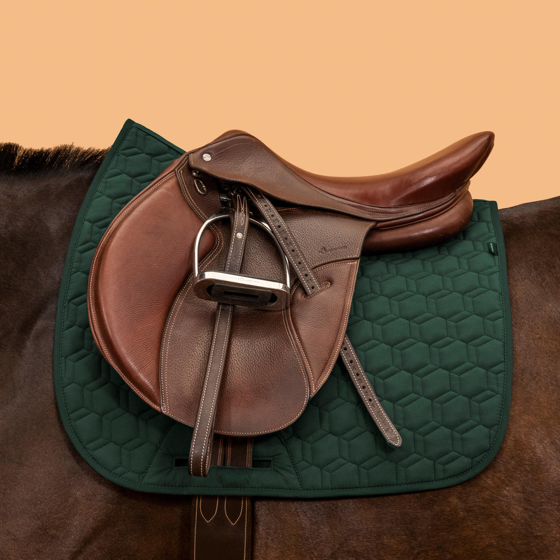 Horse Riding Reversible Saddle Cloth For Horse and Pony 500 - Navy/Green