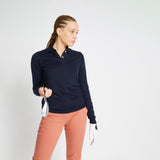 Women's golf V-neck pullover MW500 navy blue