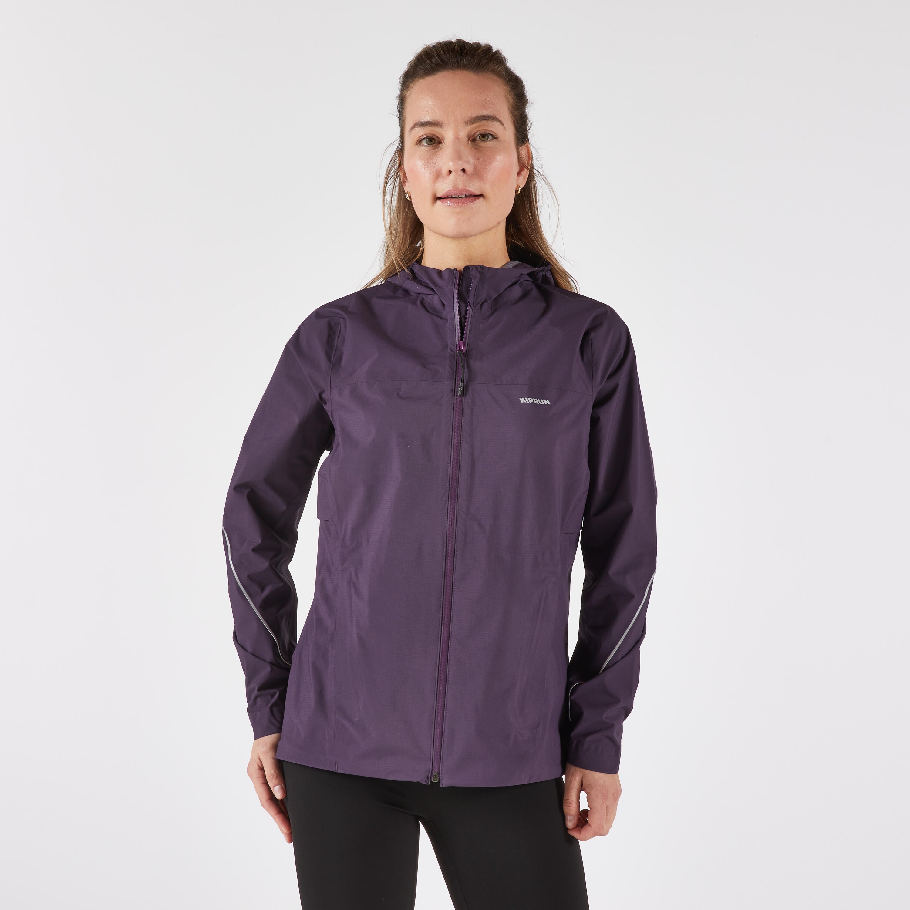 Women's Waterproof Breathable Trail Running Jacket KIPRUN Run500 - Dark Purple