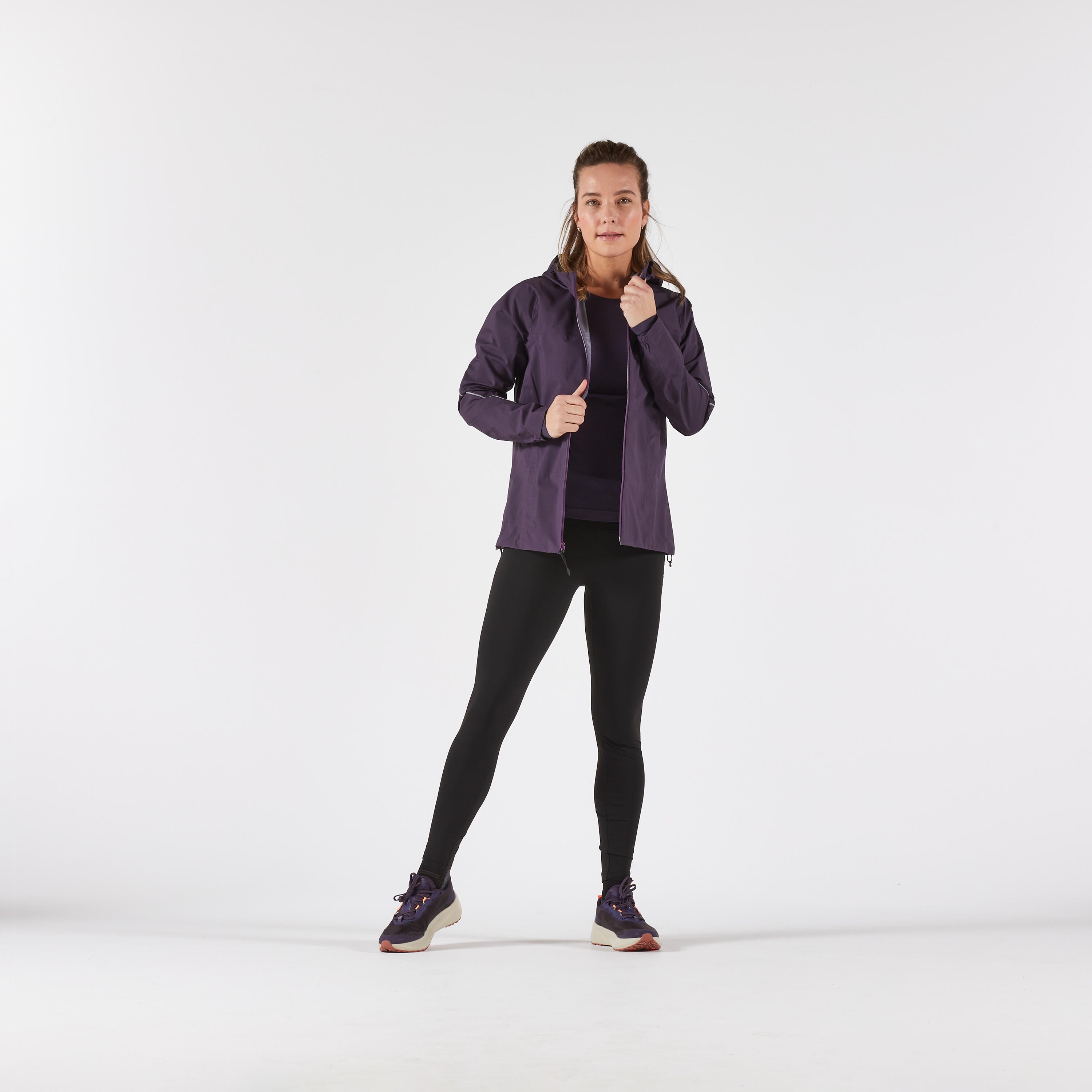 Women's Waterproof Breathable Trail Running Jacket KIPRUN Run500 - Dark Purple