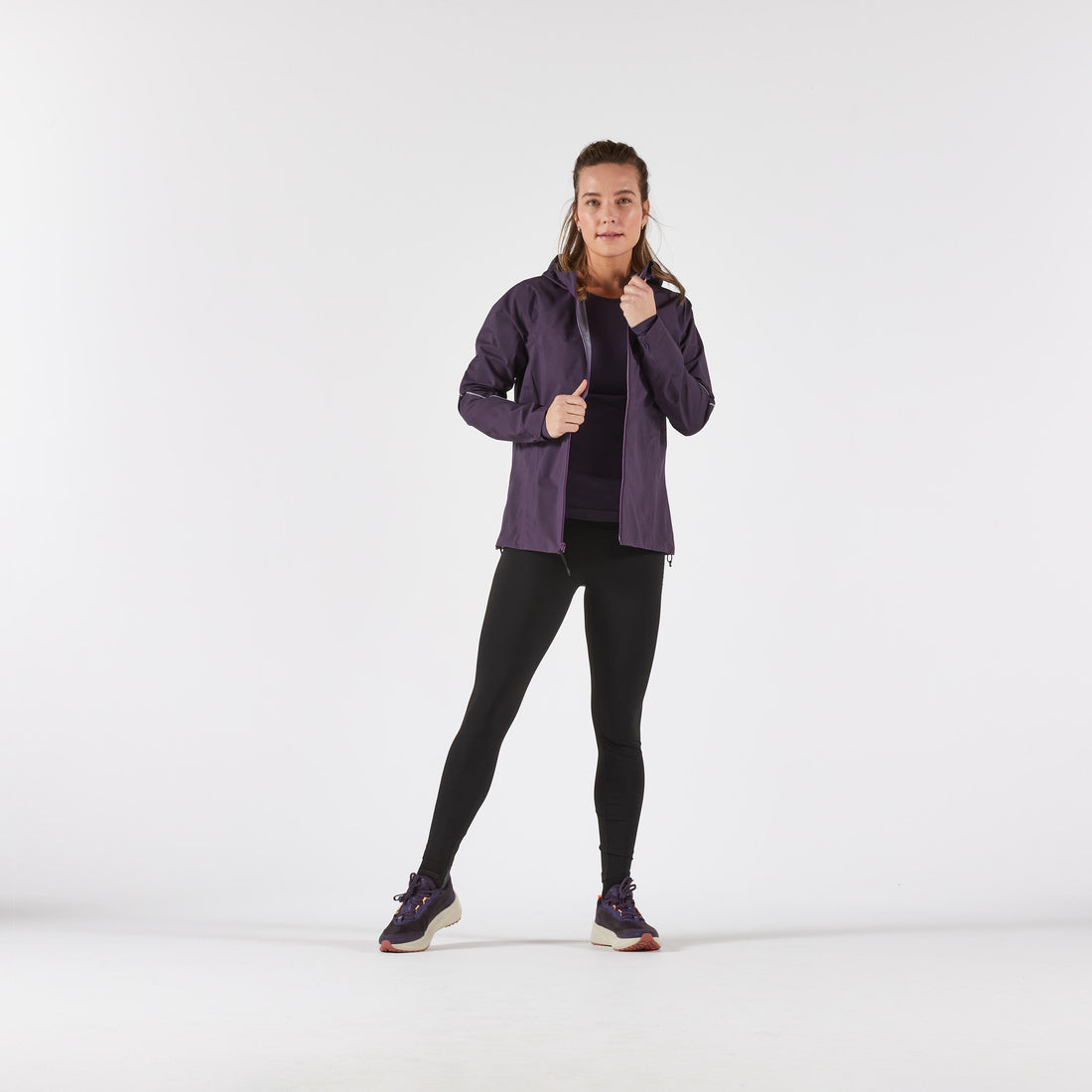 Women's Waterproof Breathable Trail Running Jacket KIPRUN Run500 - Dark Purple