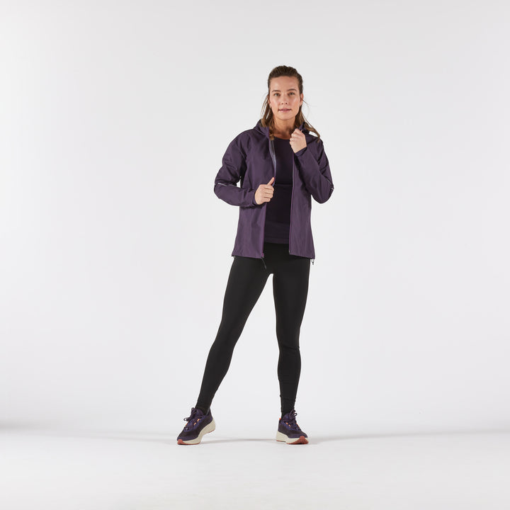 Women's Waterproof Breathable Trail Running Jacket KIPRUN Run500 - Dark Purple
