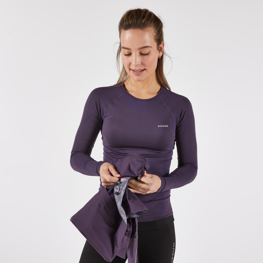 Women's Waterproof Breathable Trail Running Jacket KIPRUN Run500 - Dark Purple