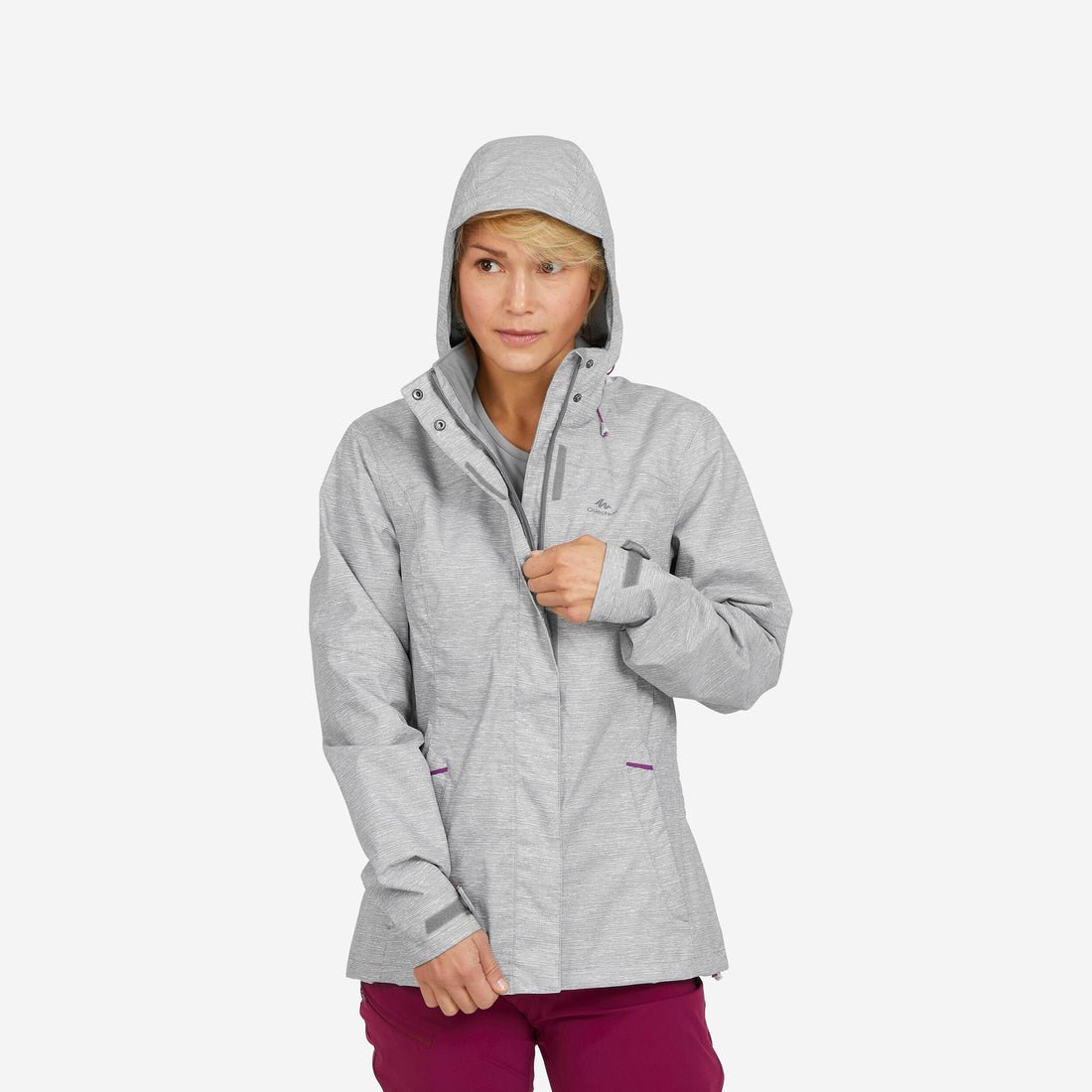 Women's waterproof hiking jacket MH100 - Grey